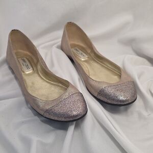 Jimmy Choo Pink Glitter Flats